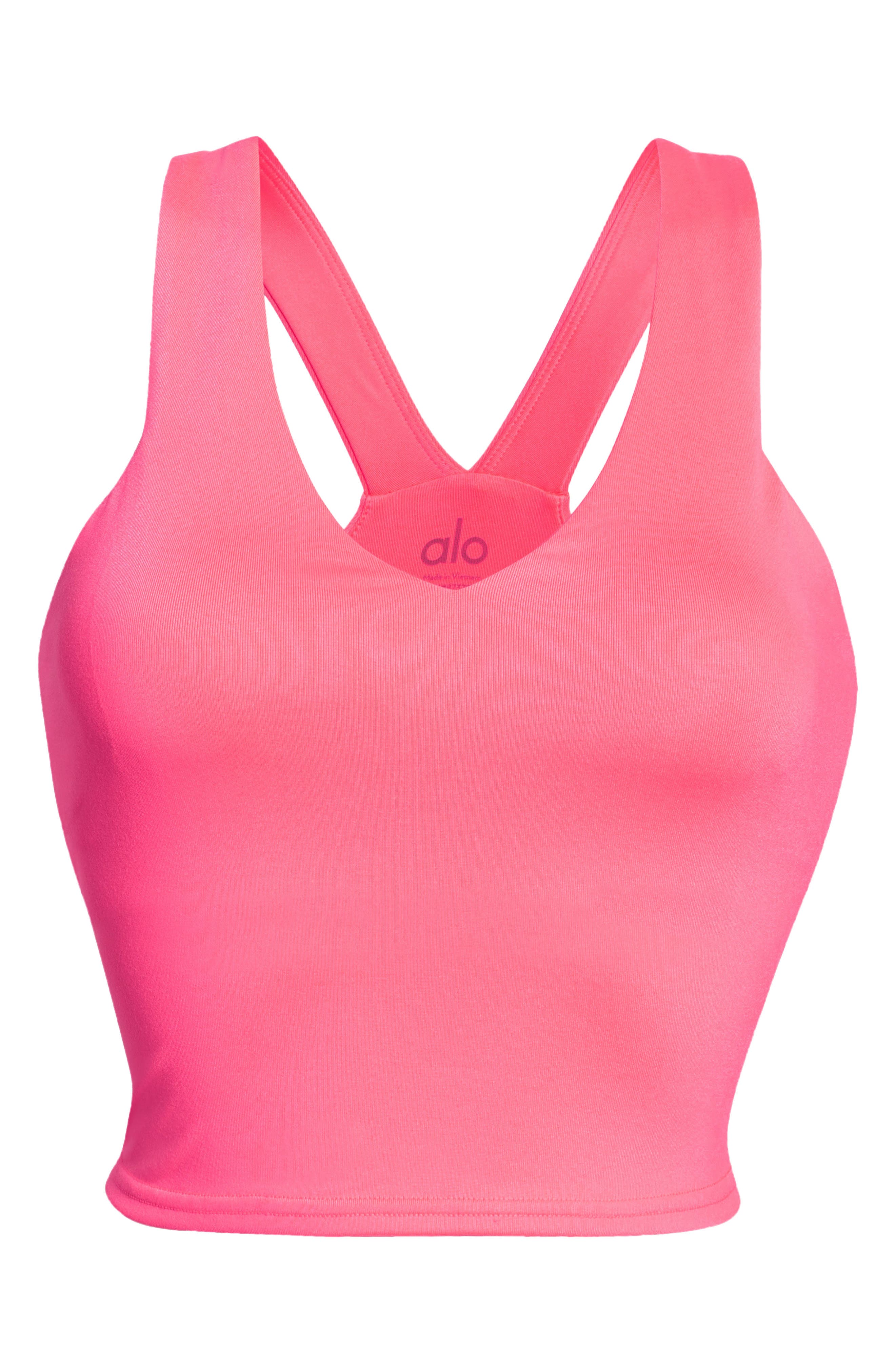 Alo Real Sports Bra in Fluorescent Pink Coral Smart Closet