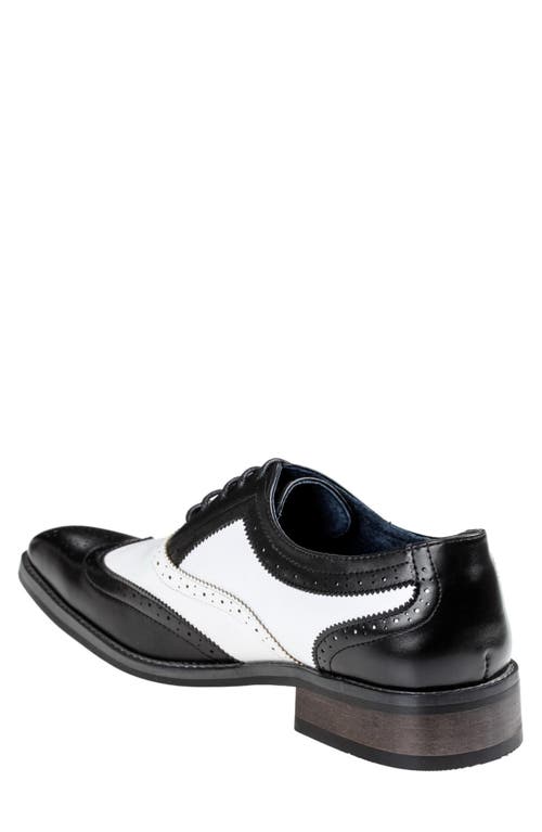 Gino Vitale Two-tone Wingtip Oxford In Black/white
