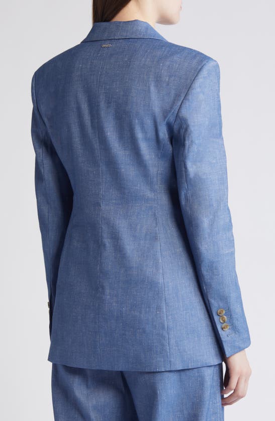 Shop Hugo Boss Jerela Linen Blend Chambray Blazer In Light/ Pastel Blue