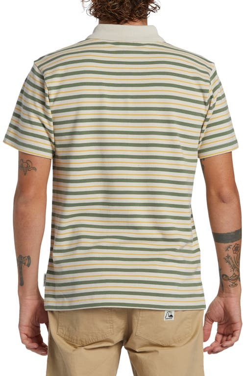 Shop Quiksilver Dna Stripe Organic Cotton Polo In Silver Birch