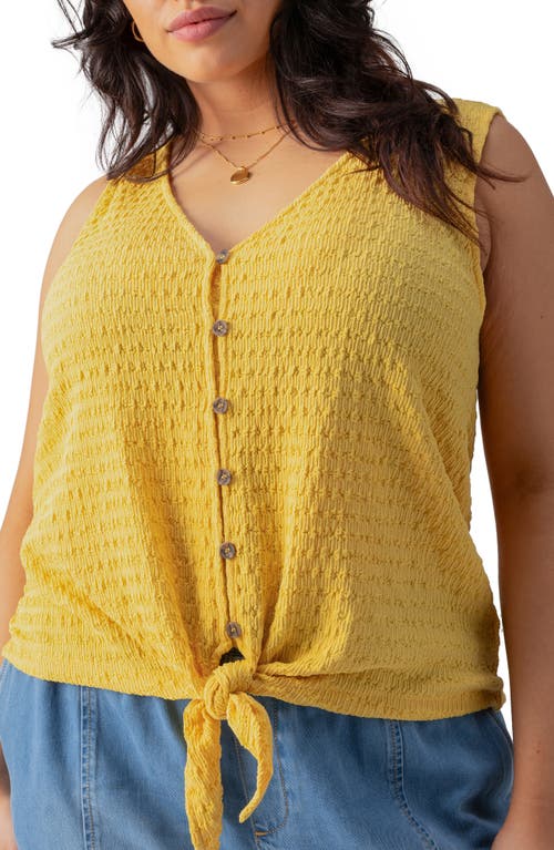 Shop Sanctuary Link Up Crinkle Stripe Tie Hem Sleeveless Top In Golden Sand