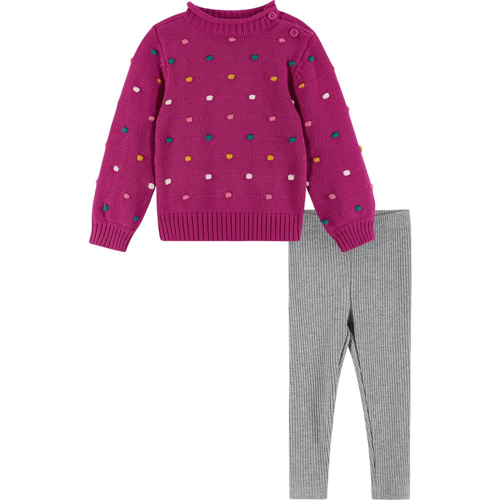 Andy & Evan Sweater & Leggings Set In Fuchsia Bobble