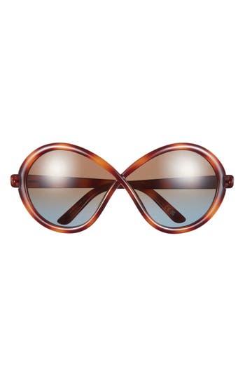 Tom Ford 68mm Gradient Butterfly Sunglasses In Blonde Havana/gradient Brown