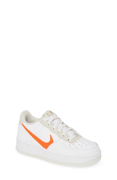 Nike Kids' Air Force 1 Lv8 3 Sneaker In White/ Orange/ Black