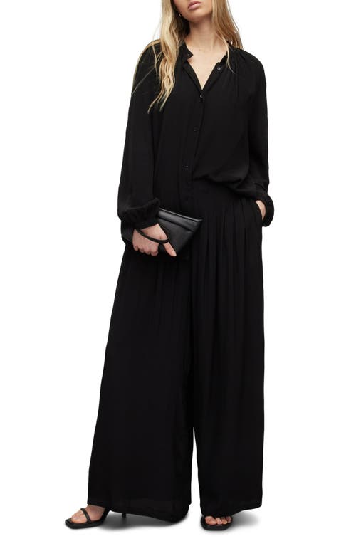 Allsaints Hezzy Gathered Neck Tunic Blouse In Black