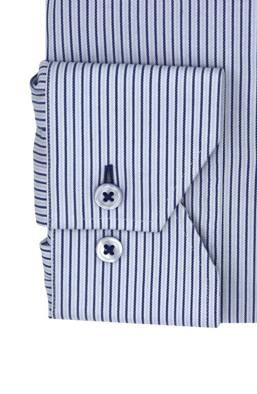 Shop Lorenzo Uomo Trim Fit Stripe Cotton Dress Shirt In Light Blue/navy
