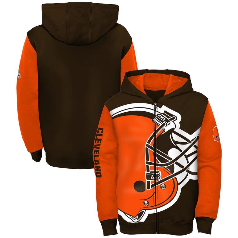 Outerstuff Kids' Youth Brown/orange Cleveland Browns Poster Board Full-zip  Hoodie