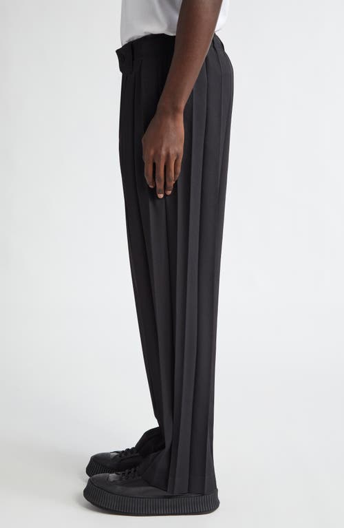 Shop Issey Miyake Homme Plissé Edge Ensemble Pleated Straight Leg Pants In Black