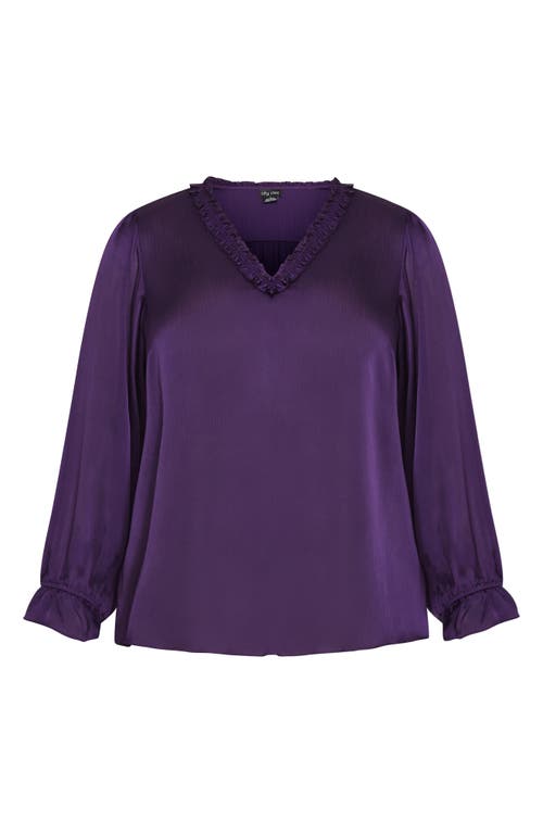 CITY CHIC CITY CHIC MAIA RUFFLE FLUTED SLEEVE SATIN TOP 