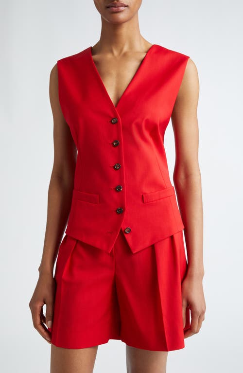 Shop Max Mara Zuai Virgin Wool Suiting Waistcoat In Red