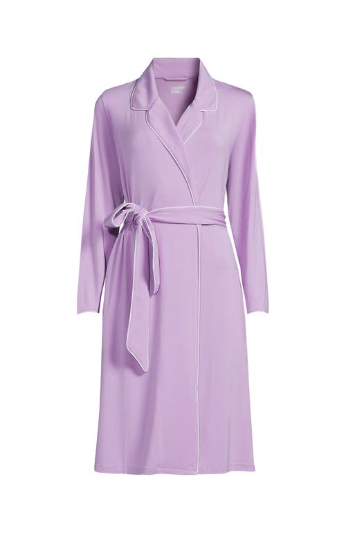 Shop Lands' End Plus Size Cooling Robe With Piping In Blushed Lilac