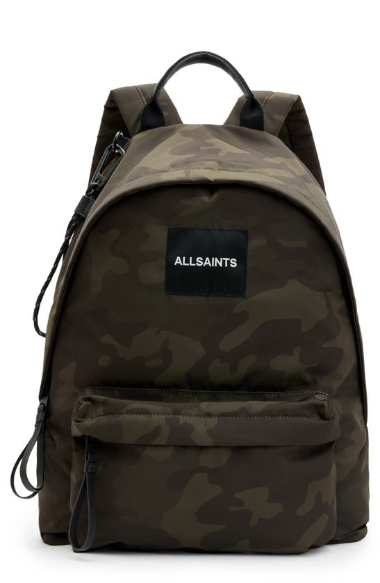 Shop Allsaints Carabiner Nylon Backpack In Dark Camo Green