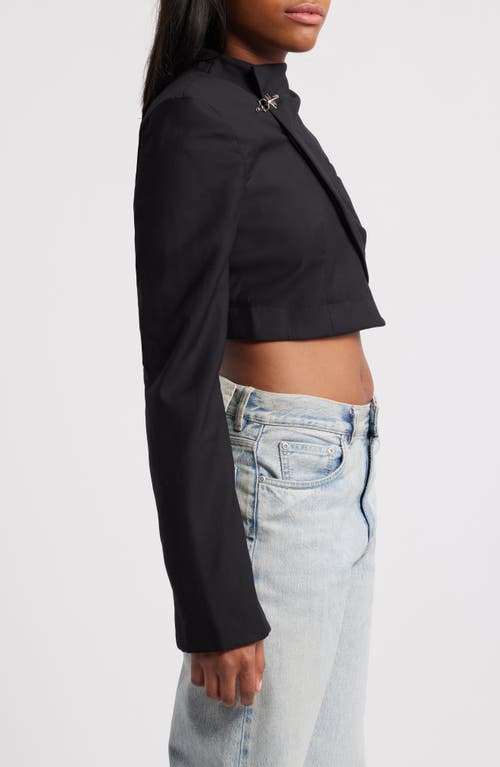 Mistress Rocks Latch Wrap Front Crop Jacket In Black