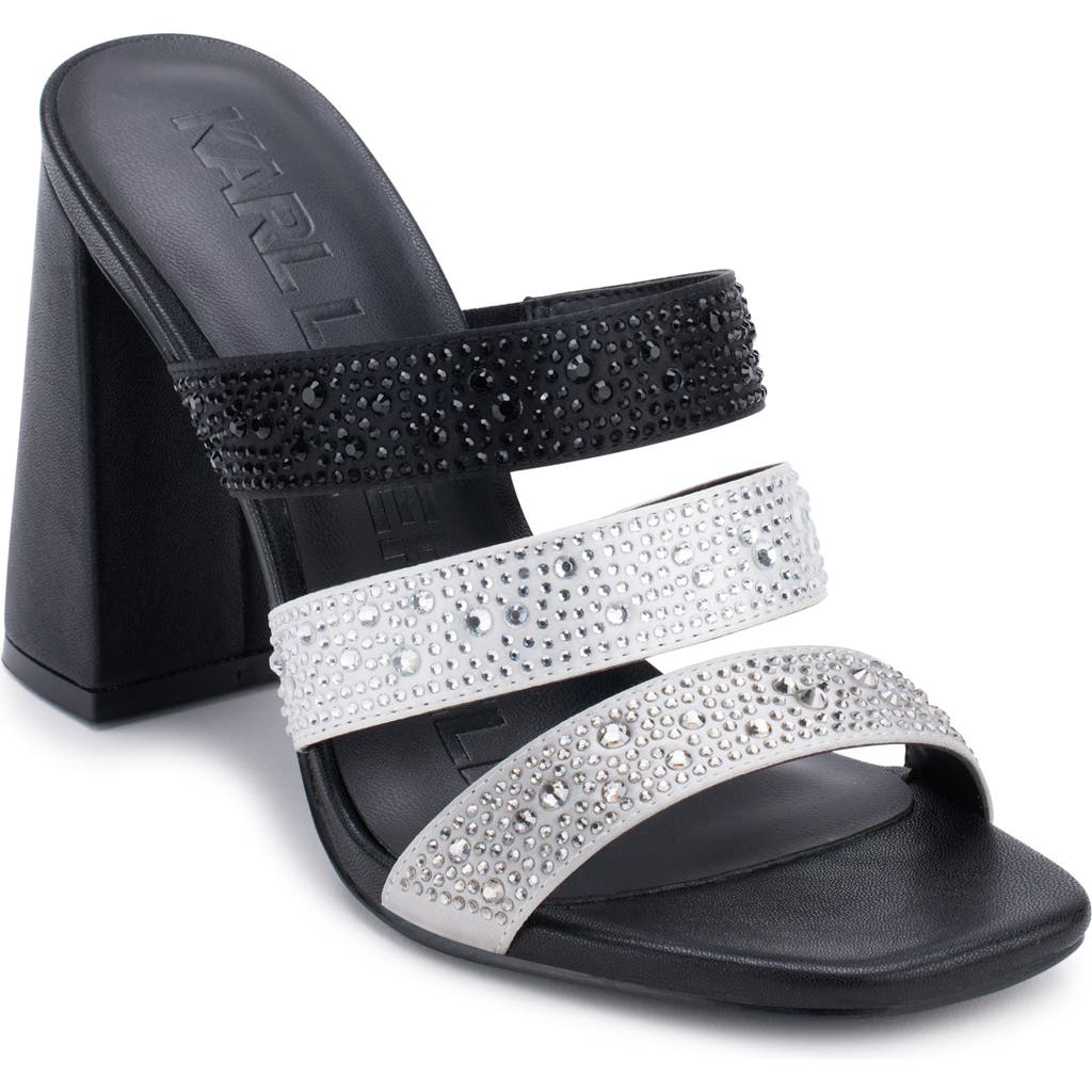 Shop Karl Lagerfeld Rickie Rhinestone Slide Sandal In Black/white