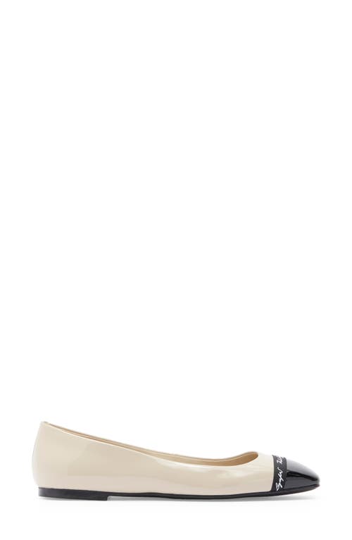 Karl Lagerfeld Paris Zayne Cap Toe Ballet Flat In Dusty Nude/black