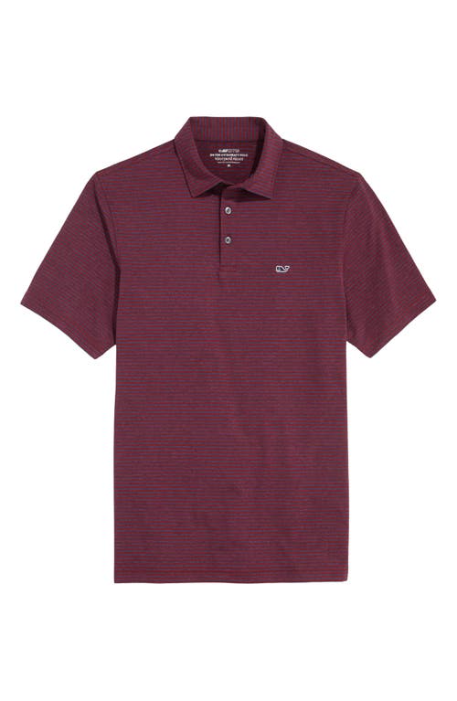 Shop Vineyard Vines Bradley Stripe Sankaty Performance Polo In Crimson/naut Navy