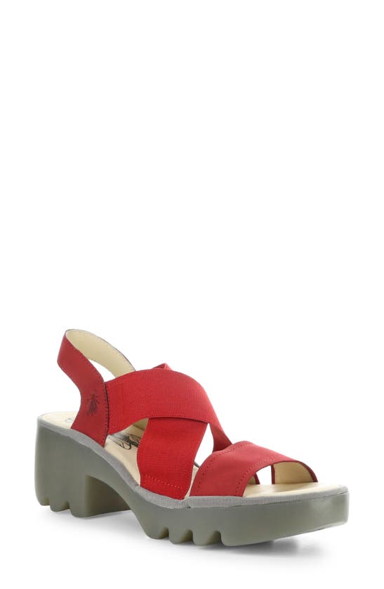 Fly London Taji Platform Slingback Sandal In Lipstick Red Cup