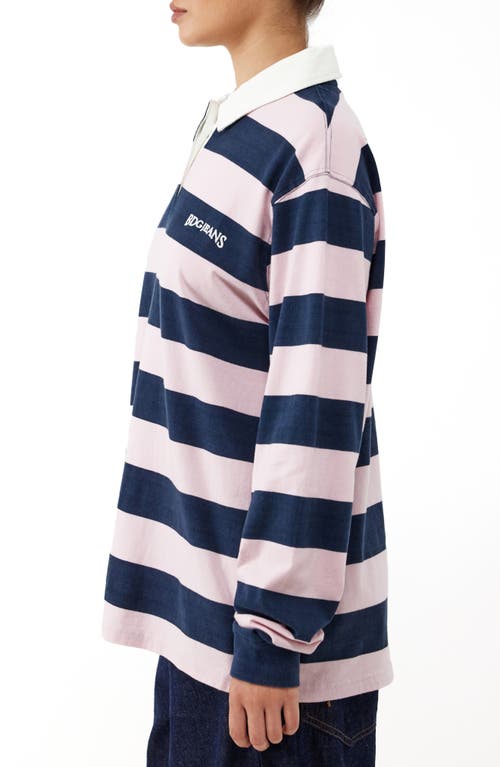 Shop Bdg Urban Outfitters Stripe Cotton Rugby Shirt In Pink/navy