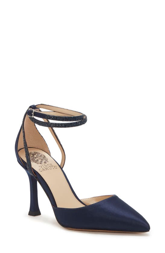 Vince Camuto Ketrinda Ankle Strap Pump In Inkwell Satin | ModeSens