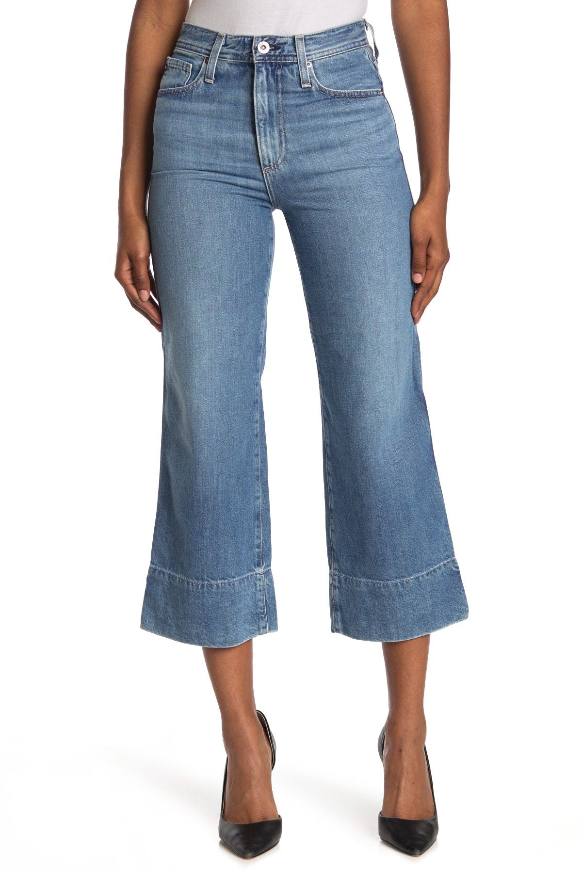 high waist wide leg cropped jeans