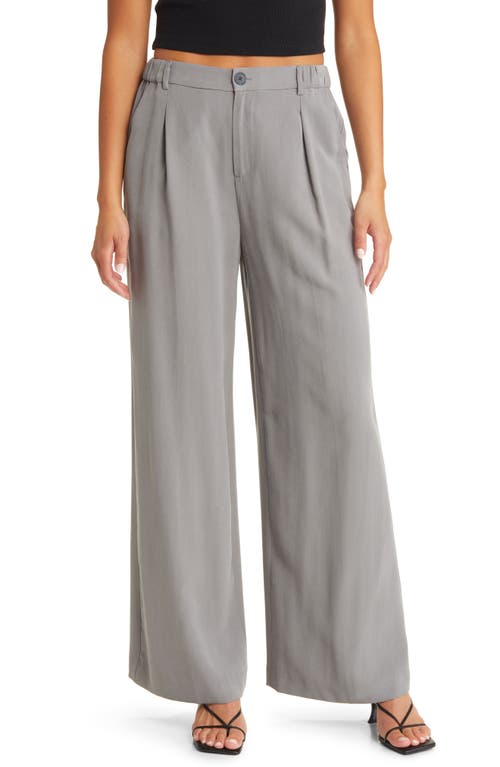 Open Edit Twill Wide Leg Trousers in Grey Steel