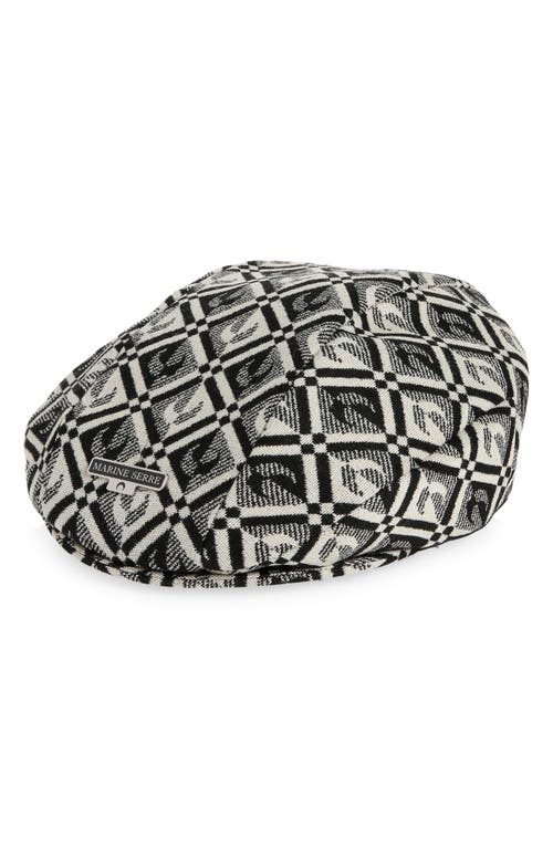 Marine Serre Moon Diamant Wool & Recycled Polyester Beret in Black