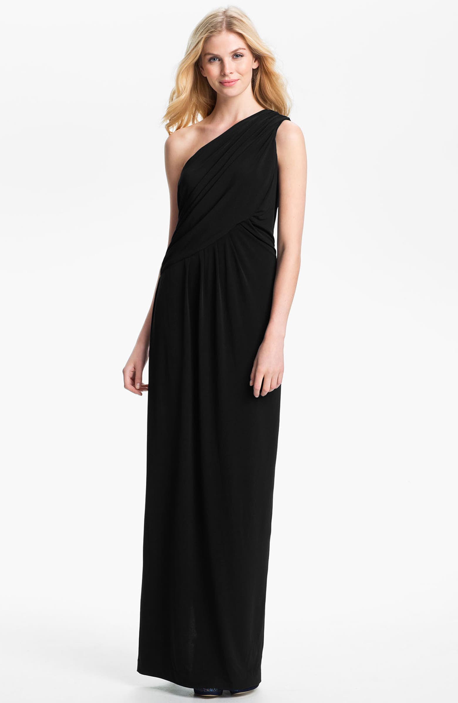 Calvin Klein One Shoulder Draped Jersey Gown | Nordstrom