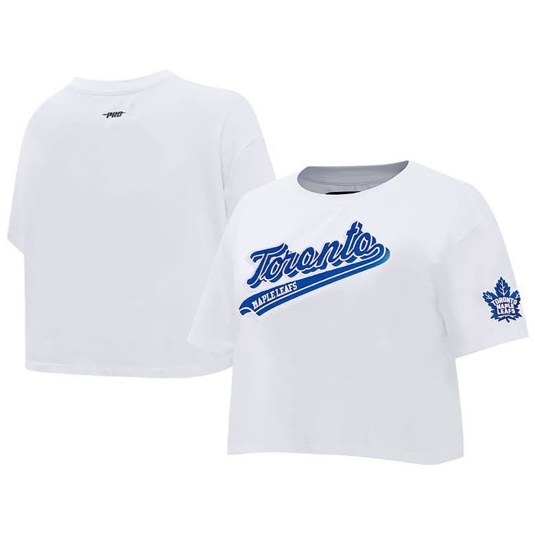 Shop Pro Standard White Toronto Maple Leafs Boxy Script Tail Cropped T-shirt