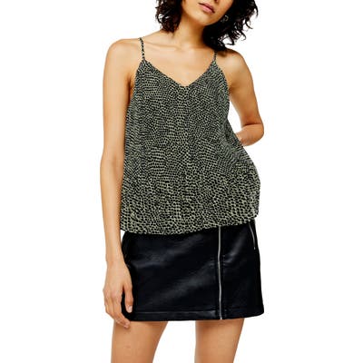Topshop Animal Pleated Camisole, US (fits like 14) - Green