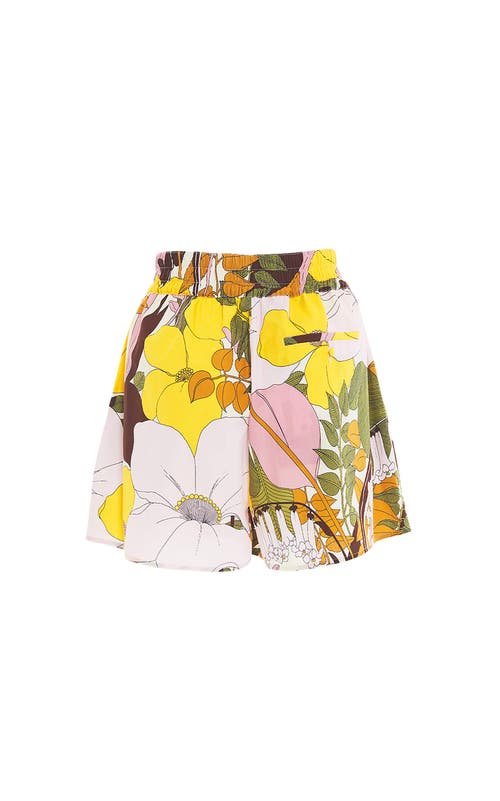 LA DOUBLEJ LA DOUBLEJ PULL-UP SHORTS PINEAPPLE SUNFLOWER WHITE
