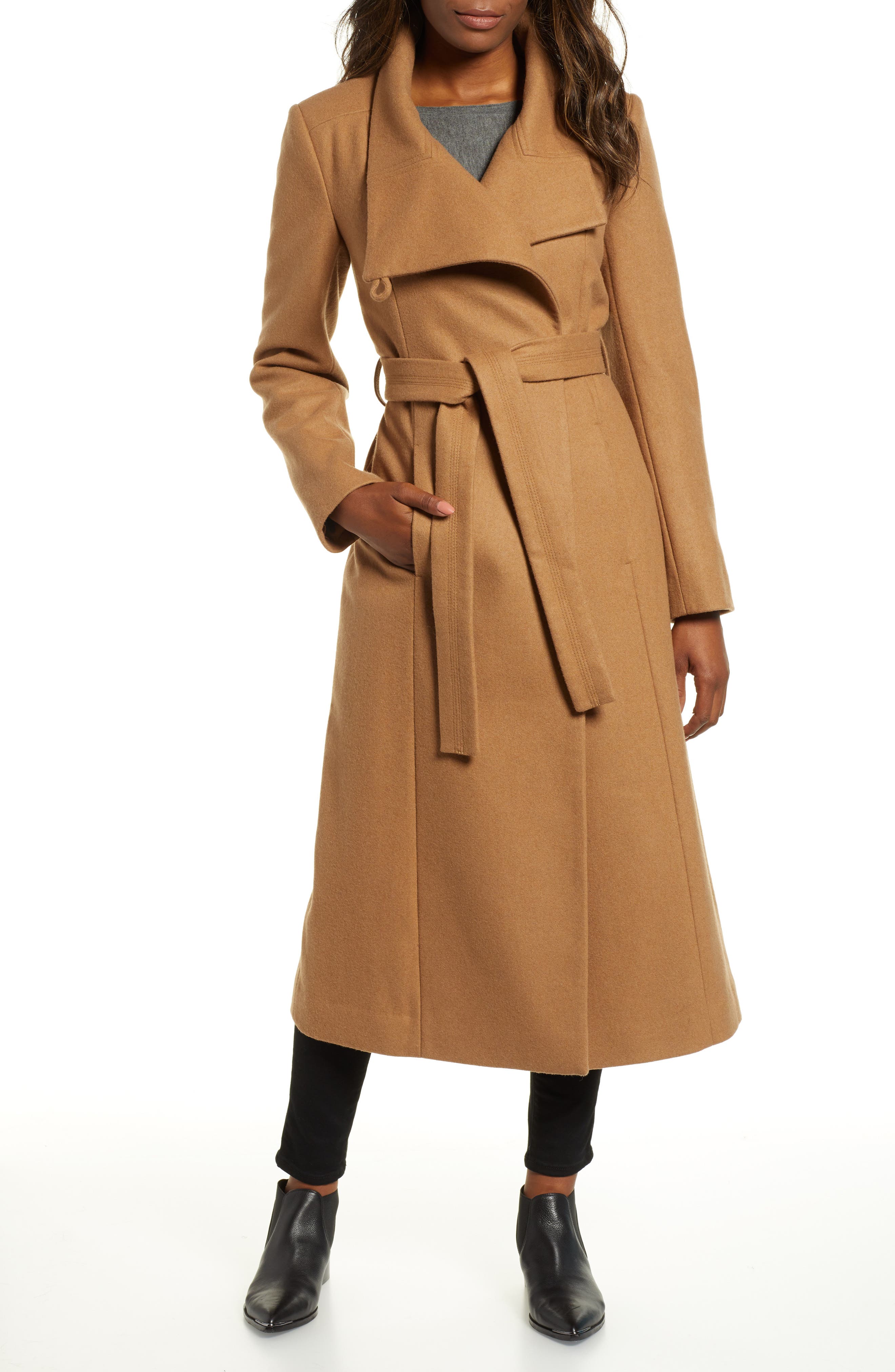 kenneth cole reaction wool blend maxi wrap coat