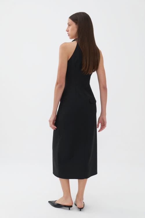 Shop Nocturne Midi Dress With Belt Designed Collar In Black