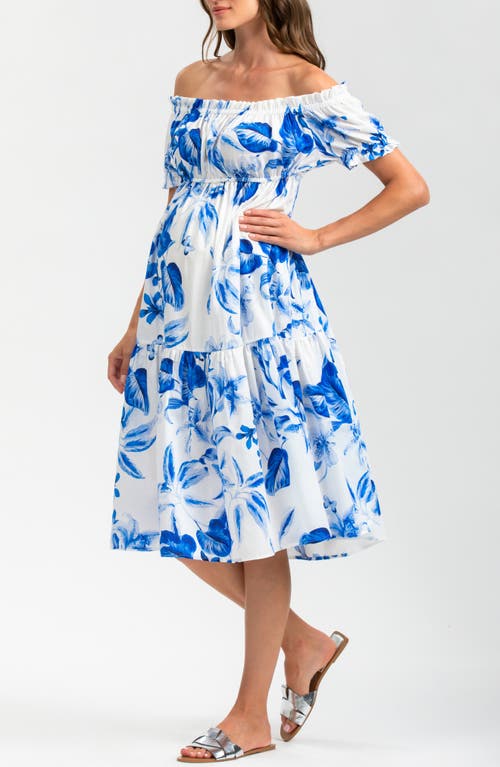 Pietro Brunelli Ruched Strapless Maternity Midi Dress In Bright Blue