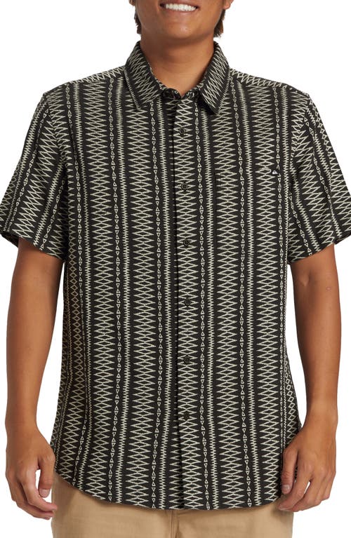 Vibrations Jacquard Short Sleeve Button-Up Shirt in Tarmac/Dobby Jacquard