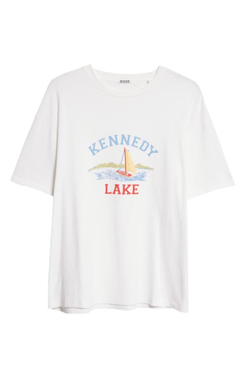 Shop Bode Kennedy Lake Pointelle Cotton Graphic T-shirt In Cream