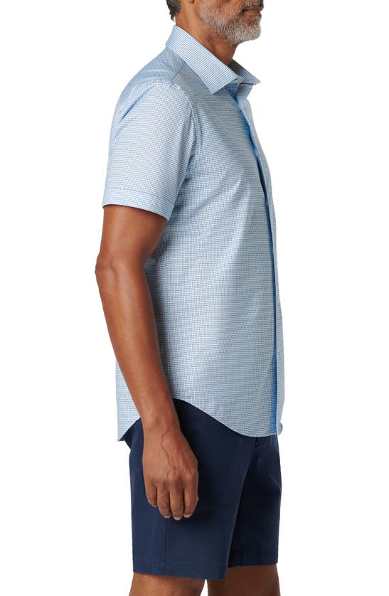 Shop Bugatchi Miles Ooohcotton® Pin Dot Short Sleeve Button-up Shirt In Sky