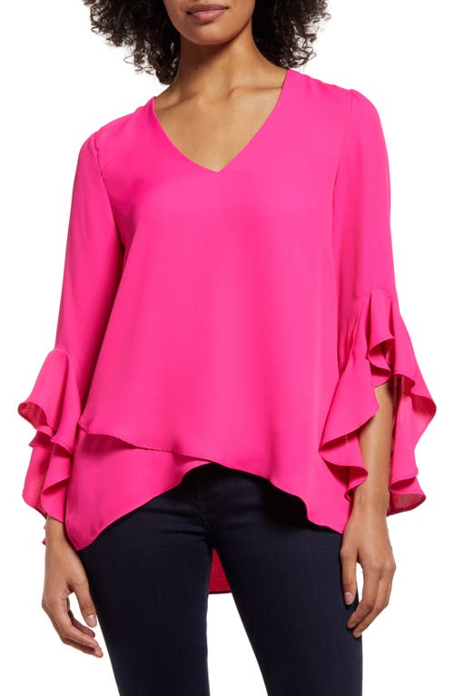 Flutter Sleeve Tunic in Hot Pink