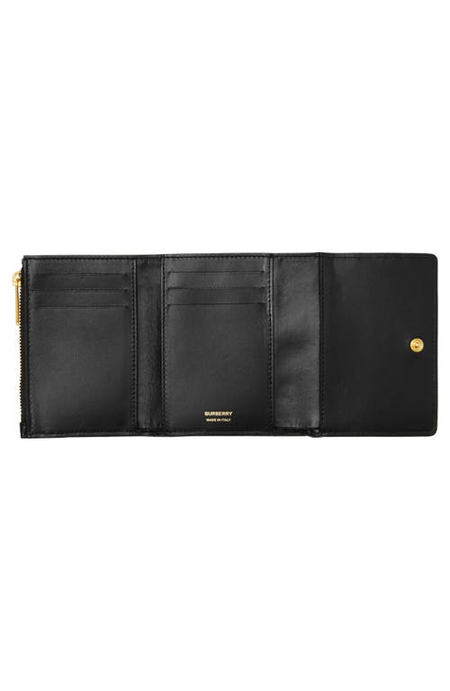 Shop Burberry Lola Quilted Leather Trifold Wallet In Black/light Gold