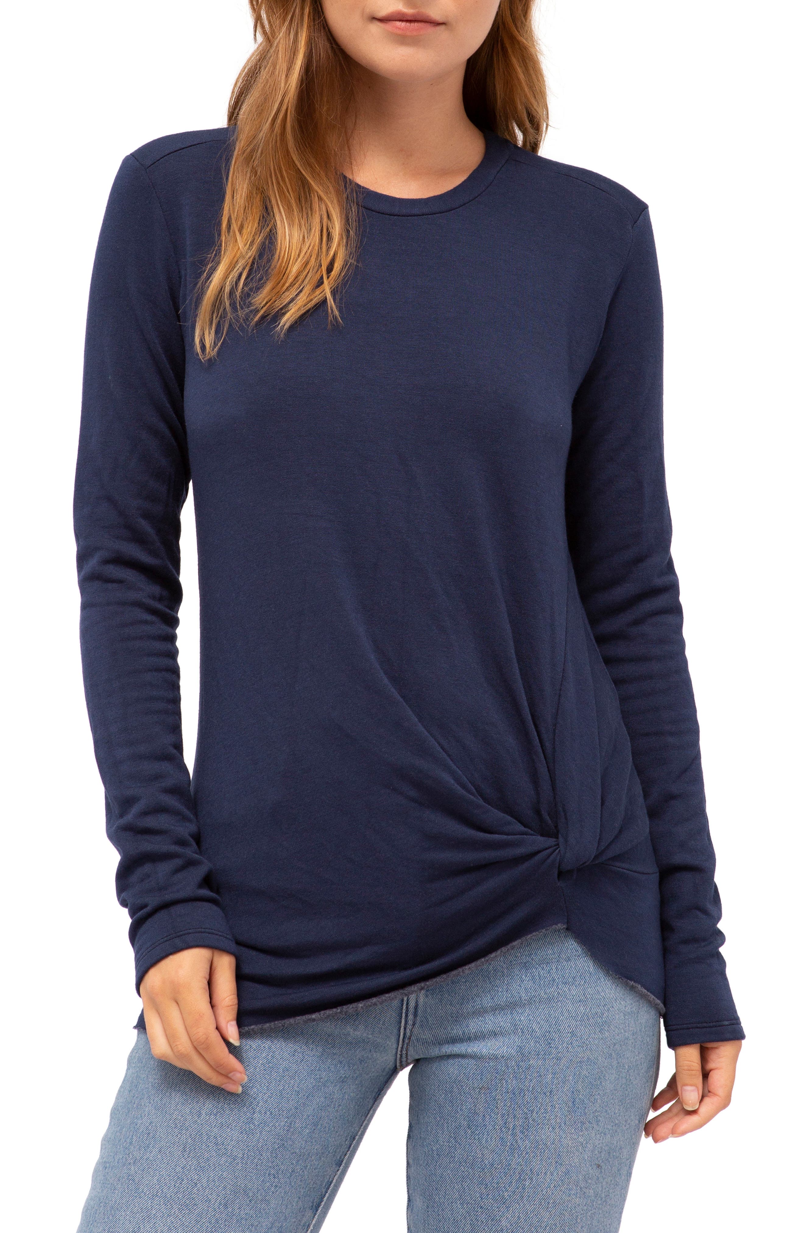 Stateside Twist Front Fleece Sweatshirt, Blue