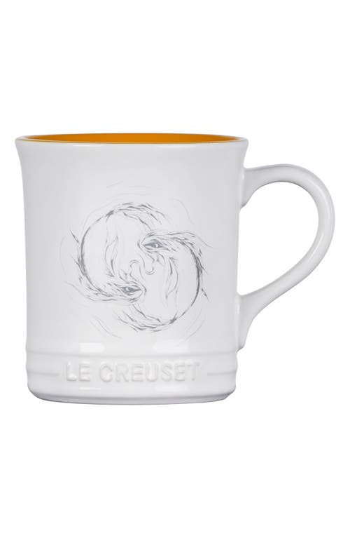 Shop Le Creuset Zodiac Stoneware Mug In White/yellow