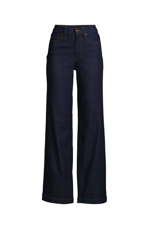 Shop Lands' End Recover High Rise Wide Leg Blue Jeans In River Rinse