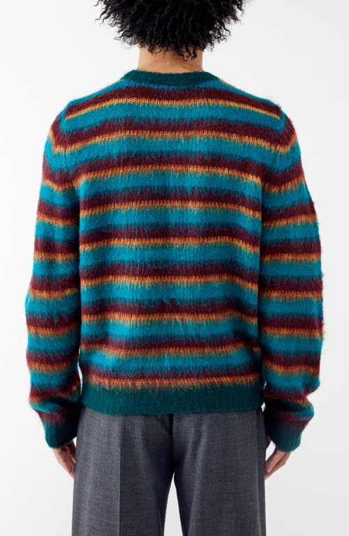 Shop Iets Frans Fluffy Stripe Sweater In Green Burgundy