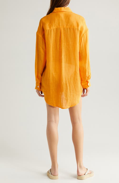 Shop Vitamin A ® Playa Oversize Linen Cover-up Shirt In Sunflower