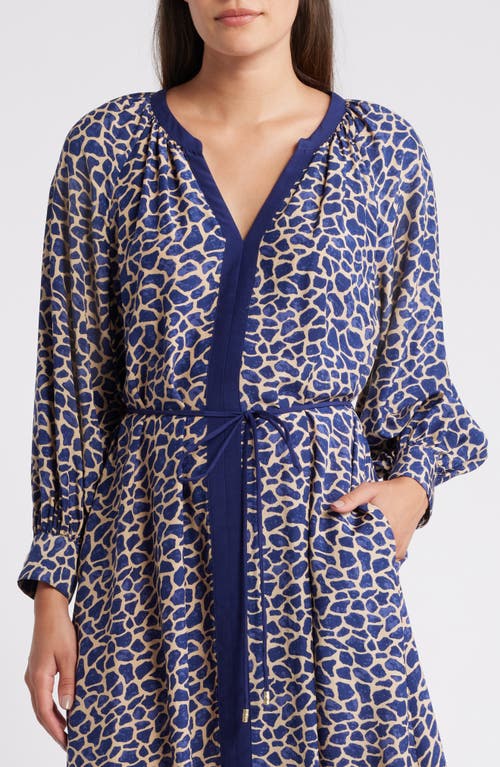 Shop Tommy Bahama Safari Spots Puff Sleeve Midi Dress In Island Navy