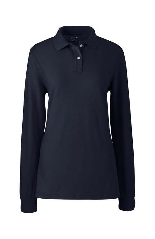 Shop Lands' End School Uniform Young  Long Sleeve Mesh Polo Shirt In Classic Navy