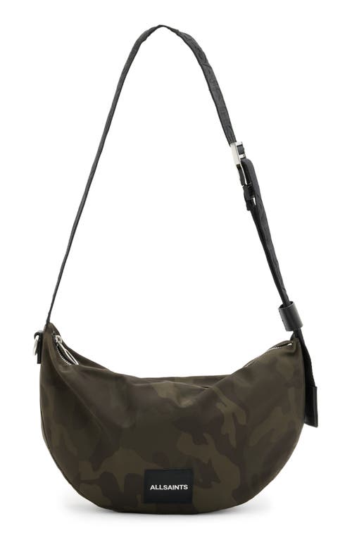 AllSaints Koy Recycled Nylon Crossbody Bag in Dark Camo Green at Nordstrom