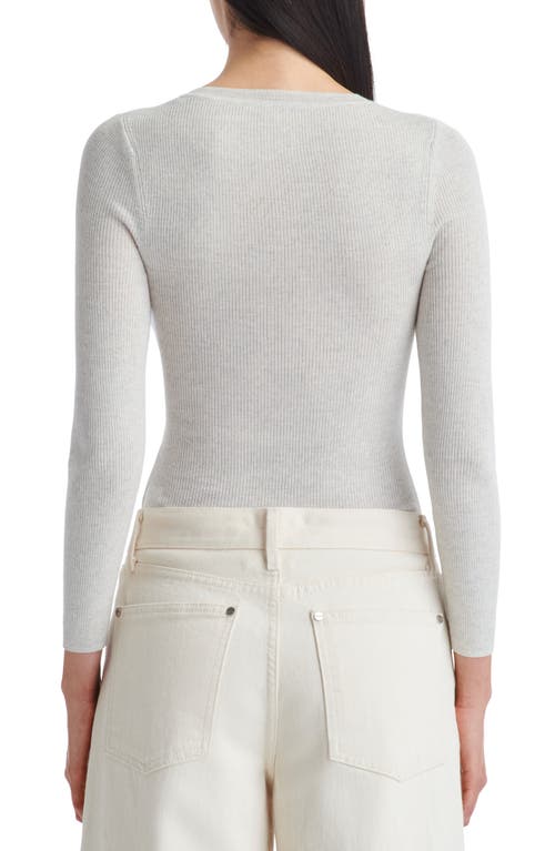 Shop Twp Merino Wool Rib Crewneck Sweater In White Heather Grey