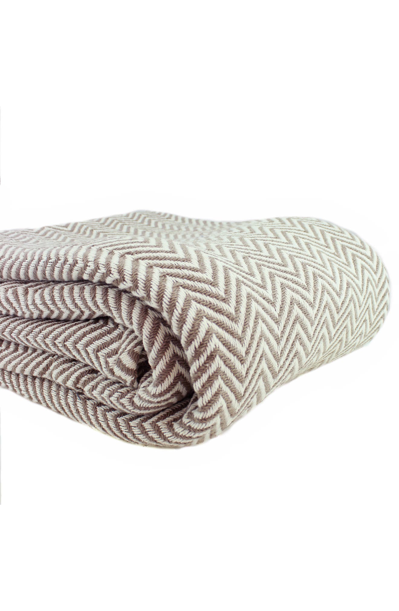 Melange Home Cotton Herringbone Blanket In Beige/khaki
