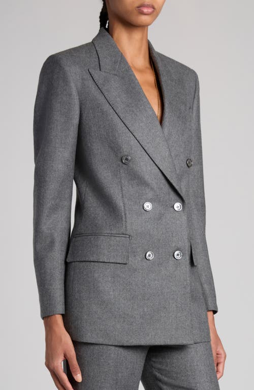 Shop Tom Ford Double Breasted Virgin Wool Twill Blazer In Ig164 Grey Melange