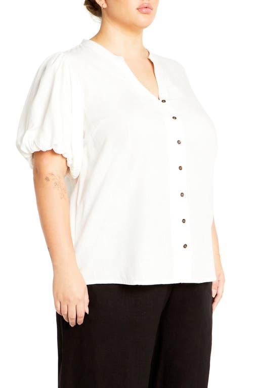 Shop City Chic Georgia Short Sleeve Button Front Shirt In Ivory